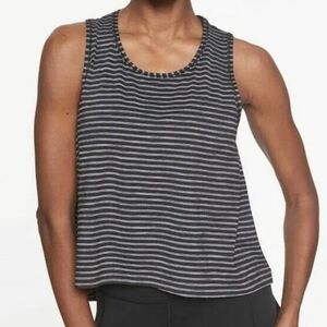 EUC Athleta Chi black and gray striped muscle tank top